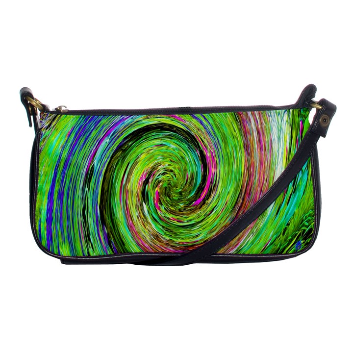 Groovy Abstract Green And Crimson Liquid Swirl Shoulder Clutch Bag