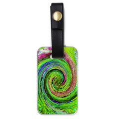 Groovy Abstract Green And Crimson Liquid Swirl Luggage Tags (one Side)  by myrubiogarden