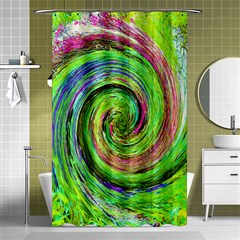 Groovy Abstract Green And Crimson Liquid Swirl Shower Curtain 48  X 72  (small)  by myrubiogarden