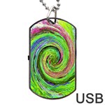 Groovy Abstract Green And Crimson Liquid Swirl Dog Tag USB Flash (Two Sides) Front