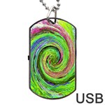 Groovy Abstract Green And Crimson Liquid Swirl Dog Tag USB Flash (Two Sides) Back