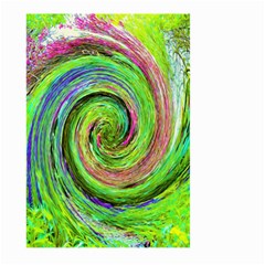 Groovy Abstract Green And Crimson Liquid Swirl Large Garden Flag (two Sides) by myrubiogarden