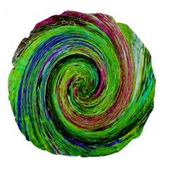 Groovy Abstract Green And Crimson Liquid Swirl Large 18  Premium Round Cushions by myrubiogarden