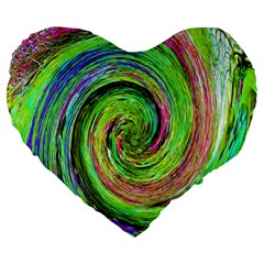 Groovy Abstract Green And Crimson Liquid Swirl Large 19  Premium Flano Heart Shape Cushions by myrubiogarden