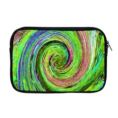 Groovy Abstract Green And Crimson Liquid Swirl Apple Macbook Pro 17  Zipper Case by myrubiogarden