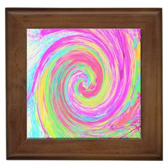 Groovy Abstract Pink And Blue Liquid Swirl Painting Framed Tiles by myrubiogarden