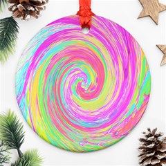 Groovy Abstract Pink And Blue Liquid Swirl Painting Ornament (round) by myrubiogarden