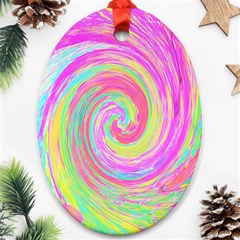 Groovy Abstract Pink And Blue Liquid Swirl Painting Ornament (oval)