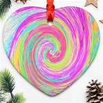 Groovy Abstract Pink And Blue Liquid Swirl Painting Ornament (Heart) Front