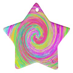 Groovy Abstract Pink And Blue Liquid Swirl Painting Ornament (star) by myrubiogarden