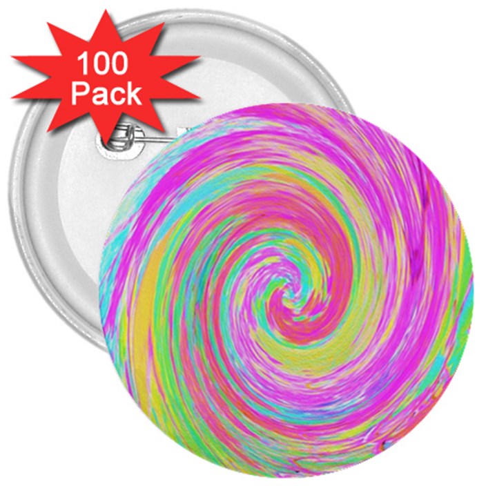 Groovy Abstract Pink And Blue Liquid Swirl Painting 3  Buttons (100 pack) 