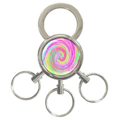 Groovy Abstract Pink And Blue Liquid Swirl Painting 3-ring Key Chains by myrubiogarden