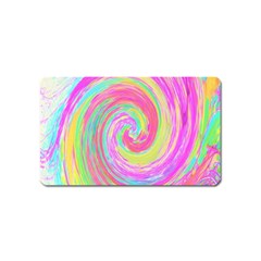 Groovy Abstract Pink And Blue Liquid Swirl Painting Magnet (name Card) by myrubiogarden