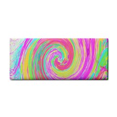 Groovy Abstract Pink And Blue Liquid Swirl Painting Hand Towel