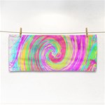 Groovy Abstract Pink And Blue Liquid Swirl Painting Hand Towel Front