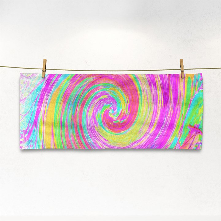 Groovy Abstract Pink And Blue Liquid Swirl Painting Hand Towel