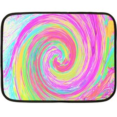 Groovy Abstract Pink And Blue Liquid Swirl Painting Fleece Blanket (mini) by myrubiogarden