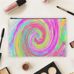 Groovy Abstract Pink And Blue Liquid Swirl Painting Cosmetic Bag (large) by myrubiogarden