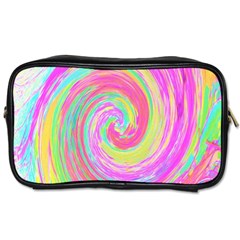 Groovy Abstract Pink And Blue Liquid Swirl Painting Toiletries Bag (one Side) by myrubiogarden