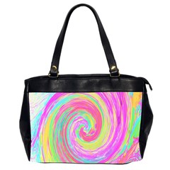 Groovy Abstract Pink And Blue Liquid Swirl Painting Oversize Office Handbag (2 Sides) by myrubiogarden