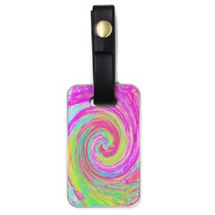 Groovy Abstract Pink And Blue Liquid Swirl Painting Luggage Tags (one Side)  by myrubiogarden