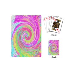 Groovy Abstract Pink And Blue Liquid Swirl Painting Playing Cards (mini)