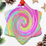 Groovy Abstract Pink And Blue Liquid Swirl Painting Ornament (Snowflake) Front