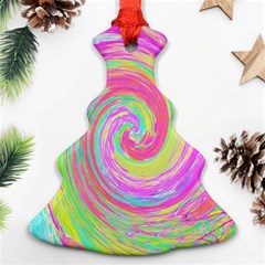 Groovy Abstract Pink And Blue Liquid Swirl Painting Ornament (christmas Tree) 