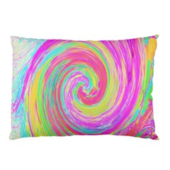 Groovy Abstract Pink And Blue Liquid Swirl Painting Pillow Case (two Sides) by myrubiogarden