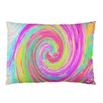 Groovy Abstract Pink And Blue Liquid Swirl Painting Pillow Case (Two Sides) Front