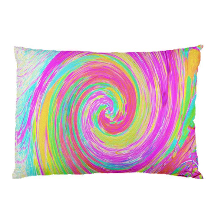 Groovy Abstract Pink And Blue Liquid Swirl Painting Pillow Case (Two Sides)