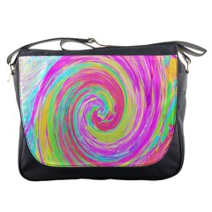 Groovy Abstract Pink And Blue Liquid Swirl Painting Messenger Bag by myrubiogarden