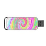 Groovy Abstract Pink And Blue Liquid Swirl Painting Portable USB Flash (Two Sides) Front