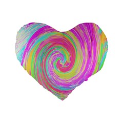 Groovy Abstract Pink And Blue Liquid Swirl Painting Standard 16  Premium Heart Shape Cushions by myrubiogarden