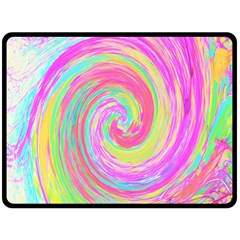 Groovy Abstract Pink And Blue Liquid Swirl Painting Double Sided Fleece Blanket (large)  by myrubiogarden