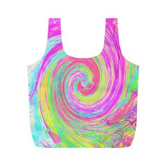 Groovy Abstract Pink And Blue Liquid Swirl Painting Full Print Recycle Bag (m) by myrubiogarden