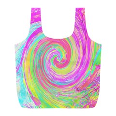 Groovy Abstract Pink And Blue Liquid Swirl Painting Full Print Recycle Bag (l) by myrubiogarden