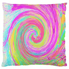 Groovy Abstract Pink And Blue Liquid Swirl Painting Standard Flano Cushion Case (one Side) by myrubiogarden