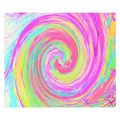 Groovy Abstract Pink And Blue Liquid Swirl Painting Double Sided Flano Blanket (small)  by myrubiogarden