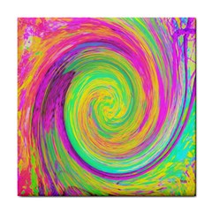 Groovy Abstract Purple And Yellow Liquid Swirl Tile Coasters by myrubiogarden