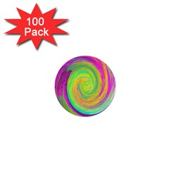 Groovy Abstract Purple And Yellow Liquid Swirl 1  Mini Buttons (100 Pack)  by myrubiogarden