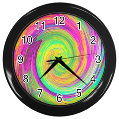 Groovy Abstract Purple And Yellow Liquid Swirl Wall Clock (black) by myrubiogarden