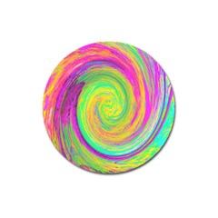 Groovy Abstract Purple And Yellow Liquid Swirl Magnet 3  (round) by myrubiogarden