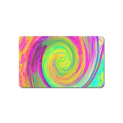 Groovy Abstract Purple And Yellow Liquid Swirl Magnet (name Card) by myrubiogarden