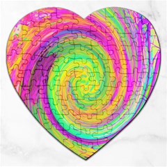 Groovy Abstract Purple And Yellow Liquid Swirl Jigsaw Puzzle (heart) by myrubiogarden