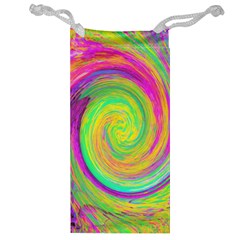 Groovy Abstract Purple And Yellow Liquid Swirl Jewelry Bag by myrubiogarden