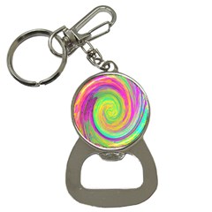 Groovy Abstract Purple And Yellow Liquid Swirl Bottle Opener Key Chains by myrubiogarden