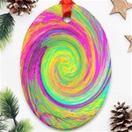 Groovy Abstract Purple And Yellow Liquid Swirl Oval Ornament (Two Sides) Back