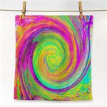 Groovy Abstract Purple And Yellow Liquid Swirl Face Towel Front