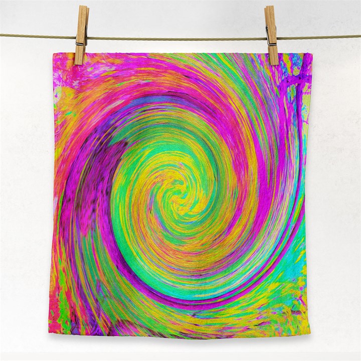 Groovy Abstract Purple And Yellow Liquid Swirl Face Towel